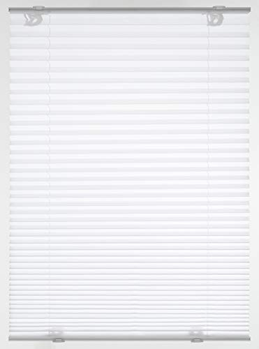 GARDINIA Solo Plissee ohne Bohren, Mit Saugnäpfen, Blickdichtes Falt-Rollo, Inkl. Aller Montage-Teile, 2 Bedienschienen aus Aluminium, Weiß, 100 x 130 cm
