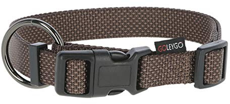 GOLEYGO Hundeleine Flat + Halsband, Braun, Größe M 1,4-2m, Sicherer Magnetverschluss, Inkl. Adapter-Pin, Hundeleine für kleine & große Hunde bis 60kg, Maximale Belastung 200kg