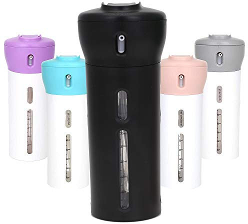Travigo 4-i-1 reseflaskdispenser, inkluderar fyra tomma återanvändbara 40 ml (15 oz). (40 ml) kosmetiska toalettbehållare för desinfektionsmedel, tvål, lotioner, hudvård, sminkprodukter (svart)