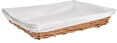 HERSIG - Bandeja Mimbre Natural | Cesta Rectangular con Forro, sin Asas - 45 x 33 x 7 cm