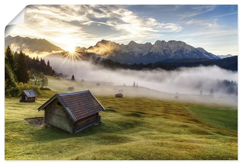 ARTLAND Wanddeko Poster & Kunstdrucke Wandposter 60x40 cm Querformat Landschaftsbilder Bayern Berge Alpen Natur Allgäu Landhausstil U2EX