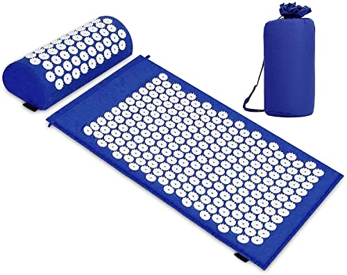 Acupressure Set Acupressure Mat with Pillow for Soothing Relaxation and Massage, Relief of Back Pain, Head Neck Pain, Stress and Sleep Disorders at Home, Office or Travel