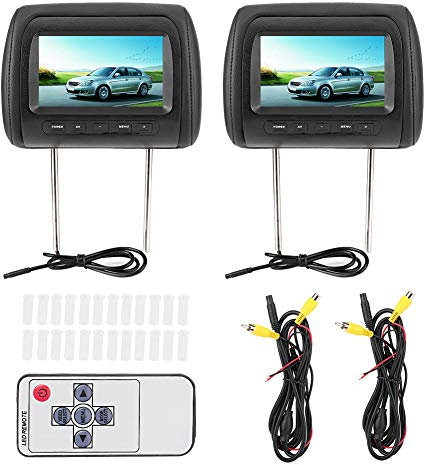 Lecteur de Voiture, 2 Pièces 7 Pouces avec Contrôle sans Fil, Appui-tête Réglable, Lecteur Vidéo LCD, écran MP5, Noir