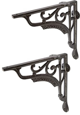 Hammer and Tongs Verzierte Eisenschelfhalterung - D200mm - Schwarz - Pack Von 2