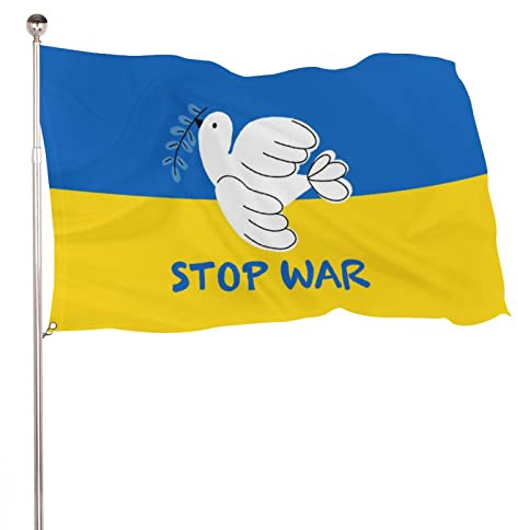 Bandiera ucraina Bandiera Ucraina, Stampa Ucraina Stop War Stampa Ucraina, Bandiere nazionali ucraine, colori vivaci e resistenti ai raggi UV sbiadimento bandiere prato appeso Decor 90 x 150 cm