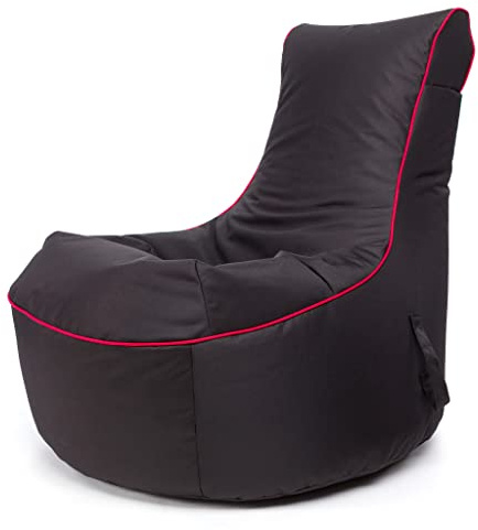 Ecopuf Pablo - Pouf Poltrona Sacco Gaming in Poliestere Impermeabile Schienale Alto - Puffo per Sedersi con Tasche portaoggetti e supporto cuffie - Puff Poltrona Video Gaming dim. 77x84 Cm