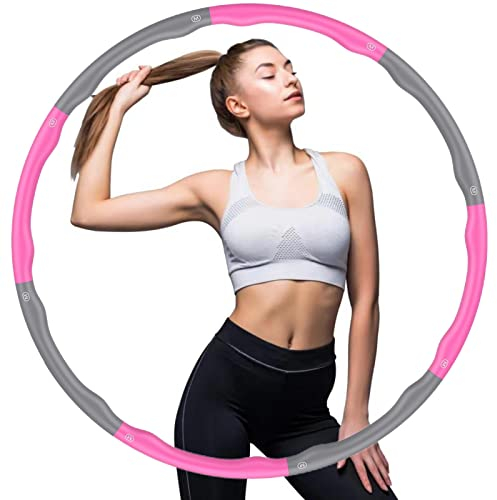 Hula Hoop Reifen Erwachsene Abnehmen - Blisstaar Hoola Hoop Kinder zur Massagen Gewichtsabnahme 1kg Abnehmbarer Reorganisierbar Besonders Fitness Training Bauchmuskelkonturen - Rosa Grau