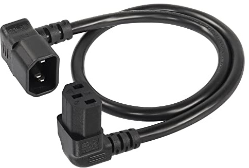 CERRXIAN 0.6m abgewinkeltes IEC 320 C14 auf abgewinkeltes C13 Stromkabel, 90 Grad C14 Stecker auf C13 Buchse PDU Stromversorgungs-Verlängerungskabel für Monitore, Computer, etc.