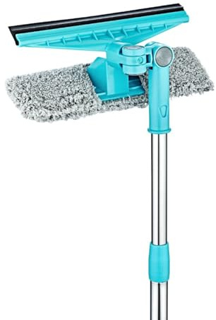 Orange Donkey Fensterwischer Fensterabzieher mit Teleskopstange ausziehbar bis 130 cm - Fensterreiniger für streifenfreies Abziehen, Leichtgewicht, Fensterputzer mit Mikrofaserbezug