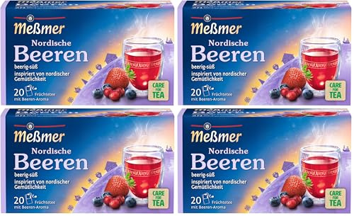 Meßmer Ländertee | Nordische Beeren | 20 Teebeutel | Glutenfrei | Laktosefrei | Vegan (Packung mit 4)