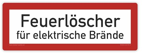 Hinweisschild - Brandschutzeinrichtung - Einsatzhinweise - StVO - DIN 4066 - Für Innen und Aussen - PVC Aufkleber - selbstklebend - 105x297mm (25, Feuerlöscher für elektrische Brände)