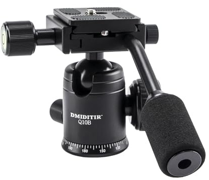 Panoramic Ball Head with Handle All Metal CNC Ball Head Camera Mount DMIDITIR Tripod Head with Arca Swiss Quick Release Plate for Tripod, Monopod, DSLR, Camcorder, DV, Telescope, Hunting (Black)