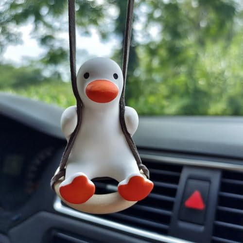 QHFlashbuy Süße Schaukel Ente Dekor, Schwinger Ente Auto-Anhänger, Auto Dekoration Ornament Zubehör