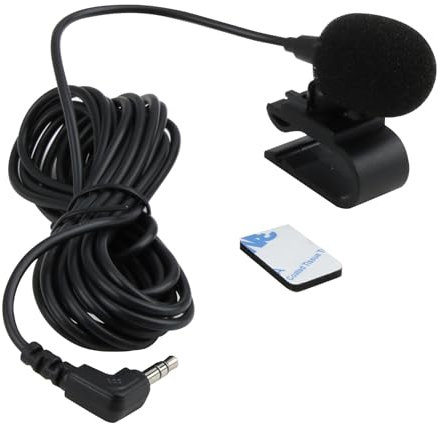 Microfono Stereo Portatile con Connettore Jack 3,5 mm e Cavo 3 M, Mini Microfono USB Lavalier con Gomito, Autoradio con Adesivo in Eva e Clip per Registrazione Interviste, Videoconferenze, Telefono