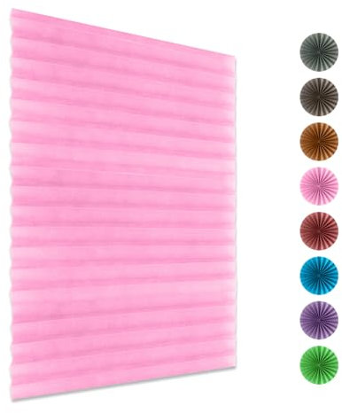 DEZYPZAM Window Blinds No Drilling | Temporary Blinds | Privacy Protection Self Adhesive Blinds | for Bedroom Kitchen Bathroom Windows (Pink,90x180cm)