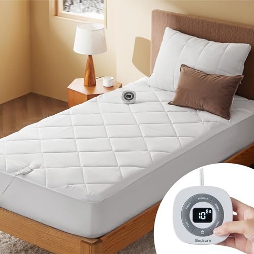 Bedsure Heated Mattress Pad Full - Bed Warmer with Memory & Preheat Functions, 12-Hour Auto Off & 10 Heat Settings, Single Controller, Fast Heating, Brushed Electric Mattress Pad Full, 54x75