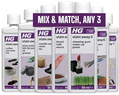 HG Special Stain Remover Bundle | Mix & Match Any 3 | Effective Stain Remover Liquid for Clothes | Choose From Any Stain Away No. 1-7 | 3 x 50ml