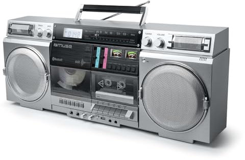 Bmi Enceinte Portable HiFi Muse M-380 GBS Ghetto Blaster Enregistreur de Cassette CD Radio FM Bluetooth - 80W - Écran LCD