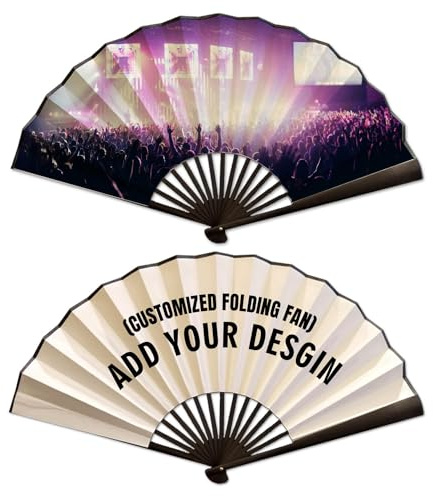 GMDLSK Fächer Hochzeit Handfächer Personalisierte Fotos Fächer Faltbare Hand Fan Chinesischer Deko für Geburttag, Party, Wedding, Fotografie, Wand Dekoration