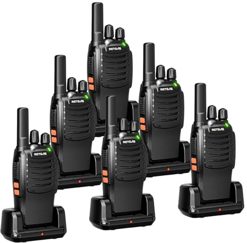Retevis H777 Walkie Talkies for Adults Long Range, Rechargeable Two Way Radio VOX Hands Free, USB A-Type C, Flashlight, 16 Channel, CTCSS/DCS, Walky Talky for Security, Hotel (Black, 6 Pcs)