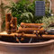 Fontaine en Bambou pour Jardin, Fontaine en Bambou pour extérieur et intérieur, Fontaine Solaire en Bambou avec Roue Feng Shui, Fontaine Solaire en Bambou avec Pompe à Eau,20in