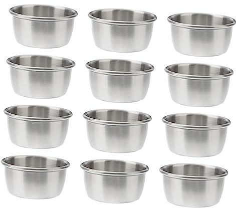 Amosfun 12pezzi Ciotole Per Salsa in Acciaio Inossidabile Contenitori Per Salse e Condimenti Per Ristoranti Feste e Usi Casalinghi Resistenti e Moderne