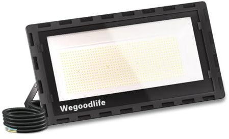 Wegoodlife 600W LED Strahler Außen, Superhell 60000LM Scheinwerfer, 6500K Kaltweiß Außenstrahler, IP66 Wasserdicht LED Fluter Flutlicht, 50cm Kabel kein Stecker, Außenleuchte für Garten Hinterhof Flur