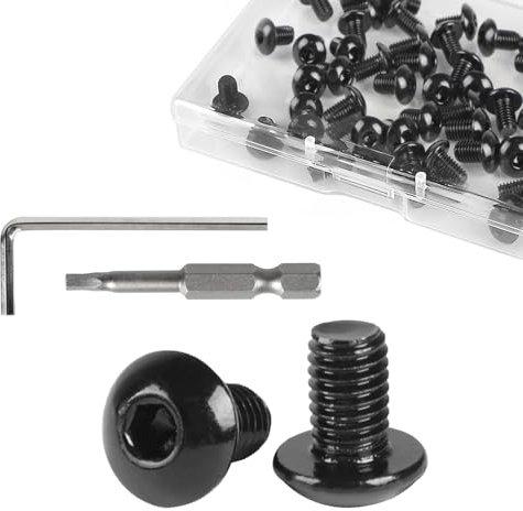 SUPAWAY 50 Pièces Vis à Tête Bombée M5 x 8 mm Vis à Six Pans Creux en Acier Inoxydable 304 Vis Métaux Noires avec Clé Allen et Tête H3, Vis Allen pour Voitures, Meubles et Boulons de Fixation