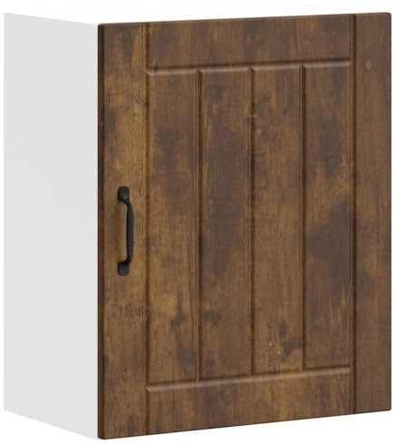 vidaXL Lucca Smoked Oak Engineered Wood Kitchen Wall Cabinet Glass Door Storage Unit 50 x 31 x 60 cm