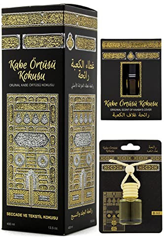 ihvan online Islamic Holy Places - Juego de fragancia para habitación Kaaba Cover Room Spray 13.50 onzas líquidas, fragancia para alfombra de oración hecha con aceites esenciales, aroma de coche,