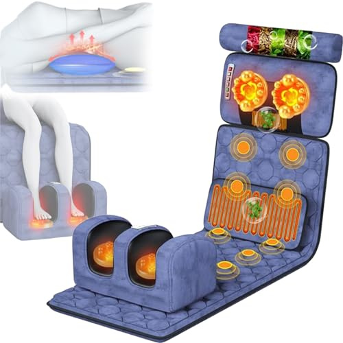Ganzkörpermassagematte mit Hitze, 20 Nacken Shiatsu Kneten Massageköpfe, 10 Motoren vibrieren die vollen Rückenmassager für Rücken Taillen Schultern Beine, Erleichterung Müdigkeit und Schmerzen