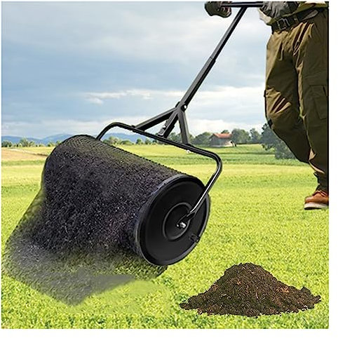 QLSABIA Spandiconcime da 24 Pollici, spandiconcime Durevole e Leggero con Maniglia a T Regolabile per concimazione di Superficie, terriccio, pacciame, Fertilizzante, Terreno, 30 cm