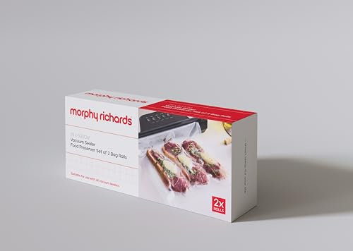 Morphy Richards Vacuum Food Sealer Set of 2 Bag Rolls, Food Sealer Accessory for 432040, Customisable Bags, Airtight Protection, LFBG Approved, 433002