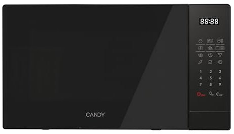 Candy CMGA20W8STB, Microondas con Grill, 20L, 700W-1250W, 5 Niveles de Potencia, Digital, 8 automenús, Bloqueo Infantil, Plato 25,5 CM, Display Soft Touch, Descongelación, Apertura Izquierda, Negro
