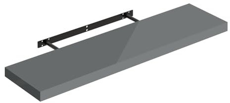WOLTU Mensola da Muro, Mensola da Cucina con Staffa Metallica Invisibile, Scaffale da Parete per Camera da Letto, Soggiorno, Ufficio, Bagno, MDF, Grigio Lucido, 80x22,9x3,8cm