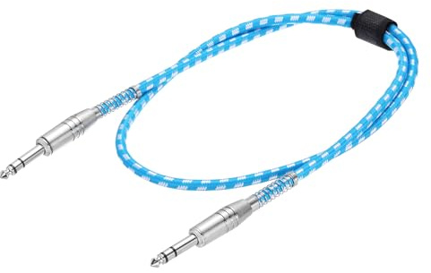 QUARKZMAN Cavo Strumento Chitarra, 3 Piedi 1/4 Pollice A 1/4 Pollice Dritto A Dritto Angolo Cavo Jack Chitarra Elettrica per Basso, Bianco Blu