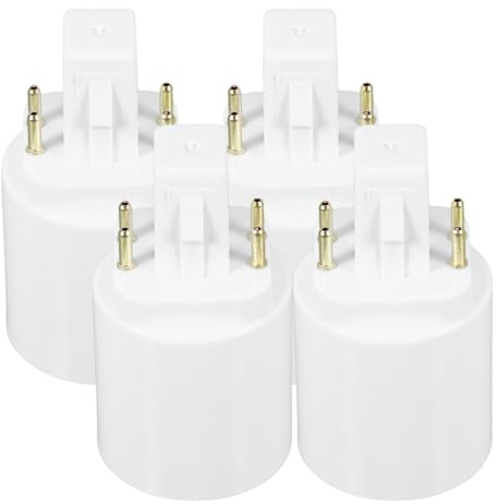 Mobestech G24Q to E27 Lamp Holder Converter 4 Pin Light Socket Adapter Compatible with Led Bulbs for Home Office Shop Easy Install Heat-Resistant Pbt Material