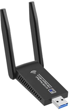 Pqahffowr Adaptador WiFi USB 1300 Mbps - USB 3.0 - Bluetooth 5.0 - Dongle de doble banda 2,4 GHz y 5 GHz - Receptor sin red WLAN WiFi 5