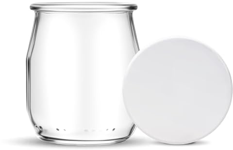 HEEKSE 12 Stück Joghurtgläser mit 24 Deckel für Joghurt, Milchprodukte, Milchreis… 143 ml X12-Französische Fertigung