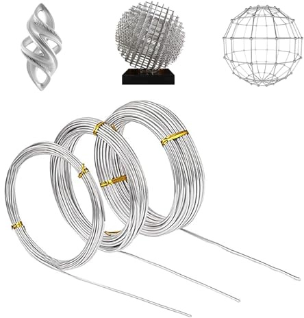 Silber Basteldraht: 3 Stück 1mm/2mm/3mm Silberdraht, Aluminiumdraht, Schmuckdraht Silber, Weicher Biegsamer Draht für Schmuckherstellung, DIY Bastelarbeiten, Modellieren