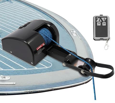 Verricello elettrico di ancoraggio, 12 V, con telecomando, kit per imbarcazioni, acqua di mare, supporta ancoraggi fino a 15,9 kg, include corda di sicurezza