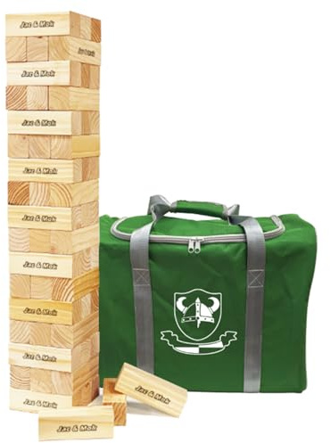 Jac & Mok Tumble Tower Spiel Holzklötze Stapelholz Spiel inklusive Tragetasche (hoch, 54 Holzblöcke)