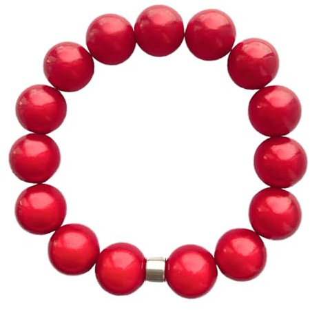 WDZDS Magic Pearls Stretch Armbänder, 14mm Acryl Zauber 3D-Effekt Magic Reflektierende Perlen Dehnbares Armband für Frauen, Party-Accessoire, Antibacterial Freizeitkleidung, Rot
