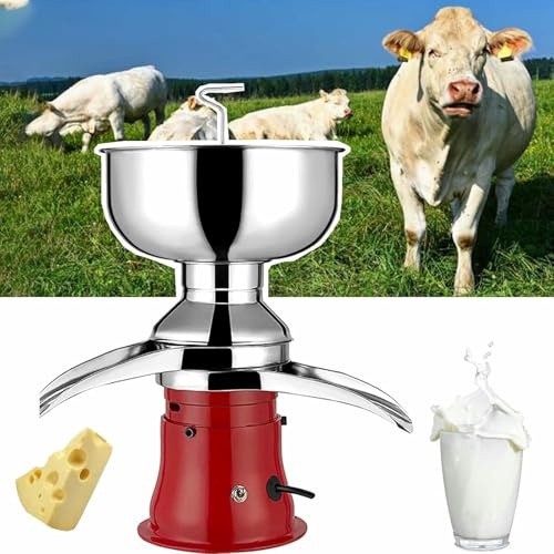 MJMLUCK Centrifugeuse électrique pour Lait et crème, 10 500 TR/Min, en Acier Inoxydable, Haute Vitesse, pour Milkshakes commerciaux de 5 L, centrifugeuse Amovible pour chèvres et Vaches.