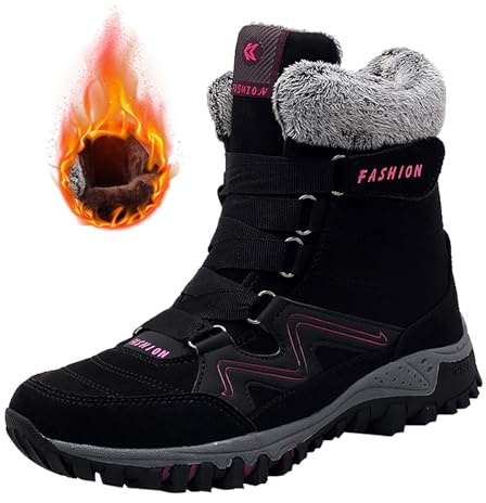 MEIbax Apres Ski Femme Bottes Doublure Polaire Neige Hiver RandonnéE Imperméable Bottines AntidéRapant Semelle En Caoutchouc Chaussure De Marche Confortable Chaussures ExtéRieur (Hot Pink, 35)