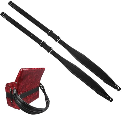 Frdhee Akkordeon Schultergurte, Verstellbare PU Akkordeon-Gurte Musikinstrumentenzubehör Gepolsterte Bass Schultergurte für 16-120 Bass (Schwarz)