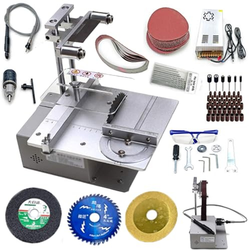 ZMJGLL Segas da Tavolo 360W, Levigatrice a Nastro elettrica Affilatrice per Bordi, velocità del Motore 5000-10000 g/min, Morsetto 1,5-10 mm, Macchina da banco Manuale per la casa per lucidatura del
