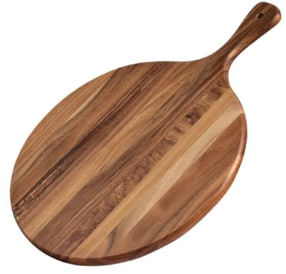 Garneck Planche Ronde en Bois pour Pizza, Pain et Charcuterie | Plateau de Service Robuste, Finition Soignée, Forme Ronde, Usage la Cuisine et Table, Style Pratique