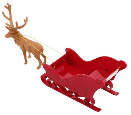 SAFIGLE Weihnachtliche Kunststoff-schlittenfigur mit Rentier Detailreiche Santa-Schlitten-deko Einfach Montierbar Vielseitig für Regal Tisch Kamin und Weihnachtsbaum Geeignet
