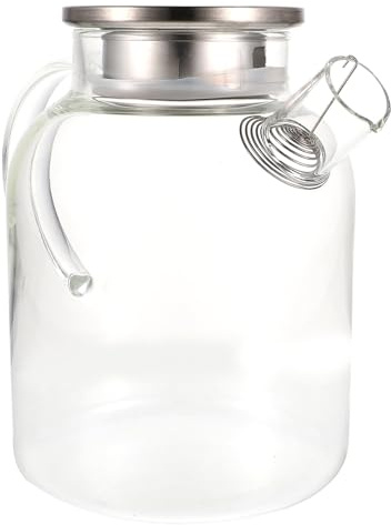 OSALADI Théière en Verre 16 L Couvercle en Acier Inoxydable Pichet Transparent Grosse Capacité pour Usage Domestique Théière Cuisine Pratique et Facile à Nettoyer